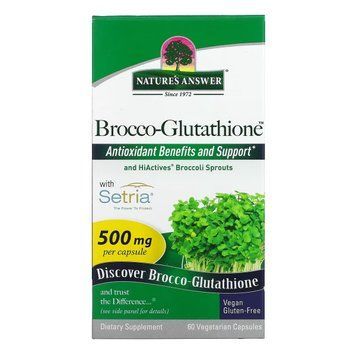 Брокко-глутатіон, 500 мг, Brocco-Glutathione, Nature's Answer, 60 вегетаріанських капсул NTA16030 фото