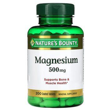 Магній, 500 мг, Magnesium, Nature's Bounty, 200 таблеток, підтримка нервової системи та енергії NRT53086 фото