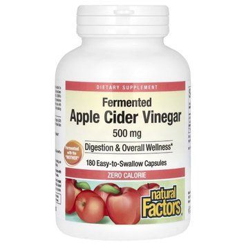 Яблучний оцет Ферментований, 500 мг, Fermented Apple Cider Vinegar, Natural Factors, 180 капсул NFS02056 фото