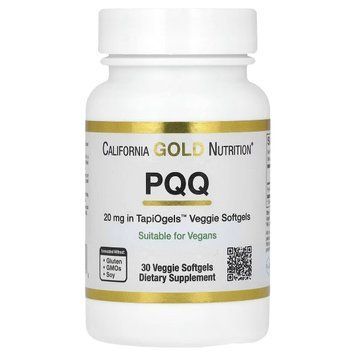 Пирролохинолинхинон PQQ, 20 мг, California Gold Nutrition, 30 вегетарианских капсул CGN01291 фото