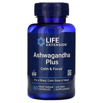 Ашваганда Плюс, Ashwagandha Plus, Life Extension, 60 вегетаріанських капсул LEX25196 фото