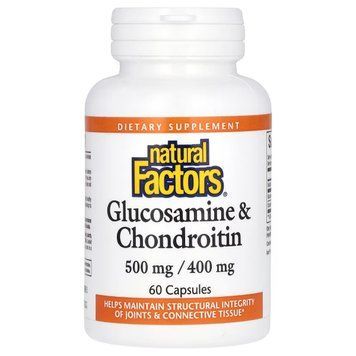 Глюкозамін і хондроїтин, Glucosamine & Chondroitin, Natural Factors, 60 капсул, для суглобів і хрящів NFS02686 фото
