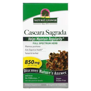 Каскара Саграда, 850 мг, Cascara Sagrada, Nature's Answer, 90 вегетаріанських капсул NTA16142 фото