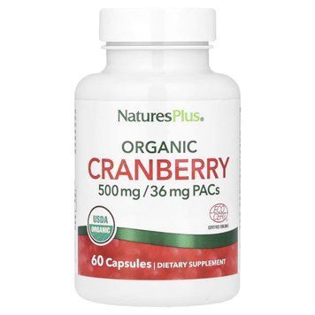 Клюва органічна, 500 мг, Organic Cranberry, Natures Plus, 60 капсул NTP39518 фото