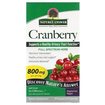 Клюква, 800 мг, Cranberry, Nature's Answer, 90 вегетаріанських капсул, підтримка імунної системи NTA16158 фото