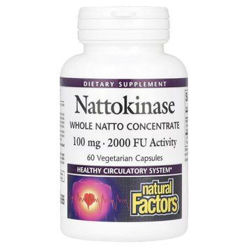 Наттокіназа, 100 мг, Nattokinase, Natural Factors, 60 вегетаріанських капсул, для здоров'я серця та судин NFS01725 фото