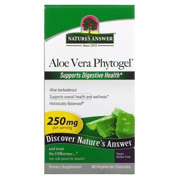 Алоє вера фітогель, 250 мг, Aloe Vera Phytogel, Nature's Answer, 90 вегетаріанських капсул NTA16114 фото