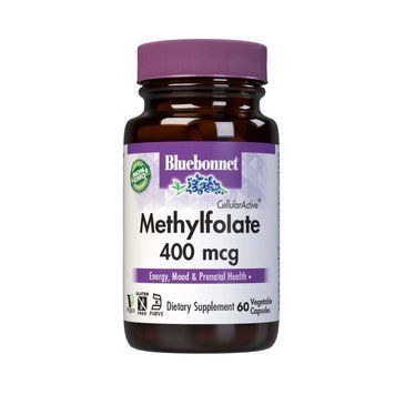 Метилфолат (B9) 400мкг, Cellular Active, Methylfolate, Bluebonnet Nutrition, 60 вегетарианских капсул BLB0456 фото