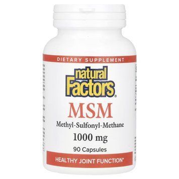 МСМ, 1000 мг, MSM, Natural Factors, 60 вегетаріанських капсул, для суглобів та здоров'я тканин NFS02652 фото