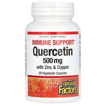 Кверцитин с цинком и медью, 500 мг, Quercetin with Zinc & Copper, Natural Factors, 60 вегетарианских капсул NFS01385 фото