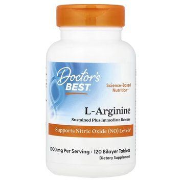 L-Аргінін, 500 мг в кожній, L-Аргінін 1000, Doctor's Best, 120 таблеток DRB00200 фото