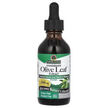 Екстракт листя оливи без спирту, 1500 мг, Olive Leaf Extract, Nature's Answer, 60 мл NTA00653 фото