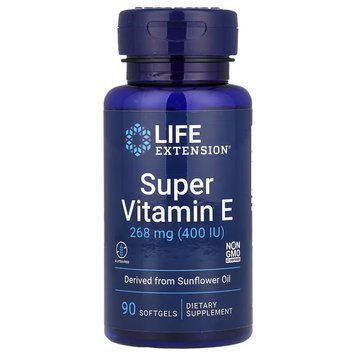 Вітамін E, 268 мг, Super Vitamin E, Life Extension, 90 гелевих капсул, підтримка серця та імунної системи LEX18639 фото