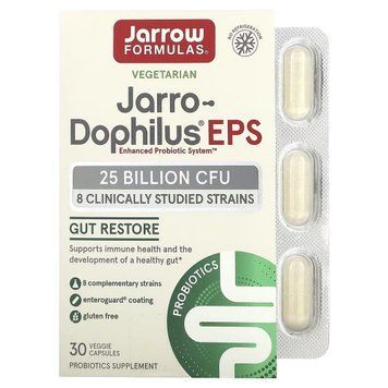 Пробіотики, 25 млрд КОЕ, Jarro-Dophilus EPS, Jarrow Formulas, 30 вегетаріанських капсул JRW03040 фото
