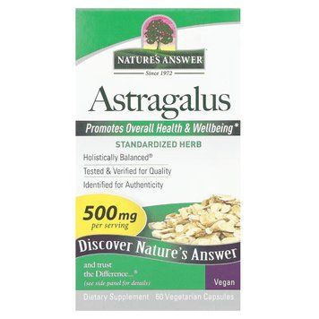 Астрагал, 500 мг, Astragalus, Nature's Answer, 60 вегетаріанських капсул, для імунної системи та серця NTA16359 фото