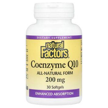 Коензим Q10, 200 мг, Coenzyme Q10, Natural Factors, 30 гелевих капсул, підтримує здоров'я серця та шкіри NFS20721 фото