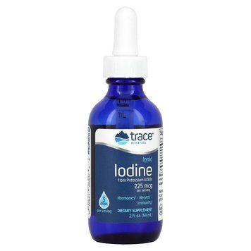 Йод іонний в краплях, 225 мкг, Ionic Iodine, Trace, 59 мл, для щитовидної залози та імунітету TMR00307 фото