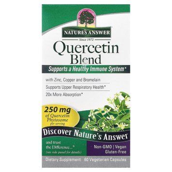 Кверцетин, 250 мг, Quercetin Blend, Nature's Answer, 60 вегетарианских капсул, антиоксидант NTA16531 фото
