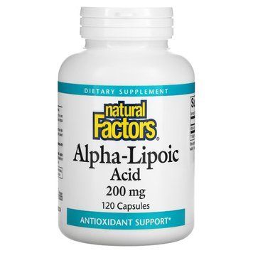 Альфа-ліпоєва кислота, 200 мг, Alpha-Lipoic Acid, Natural Factors, 120 капсул NFS02099 фото