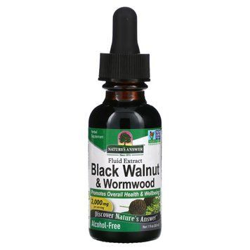 Чорний горіх і полин в краплях, без спирту, 2000 мг, Black Walnut&Wormwood, Nature's Answer, 30 мл NTA00801 фото