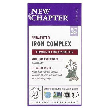 Залізо, ферментований комплекс, Fermented Iron Complex, New Chapter, 60 таблеток, підтримка імунної системи NC0636 фото