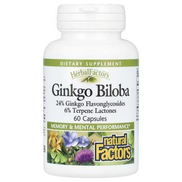 Гінкго Білоба, Ginkgo Biloba, Natural Factors, 60 капсул, екстракт листя, підтримка пам'яті NFS04532 фото