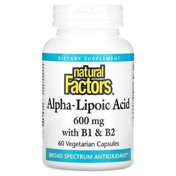 Альфа-липоевая кислота с витаминами B1 и B2, 600 мг, Alpha-Lipoic Acid with B1 & B2, Natural Factors NFS02102 фото