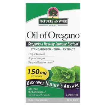 Масло орегано, 150 мг, Oil of Oregano, Nature's Answer, 90 гелевих капсул, підтримка імунної системи NTA16308 фото