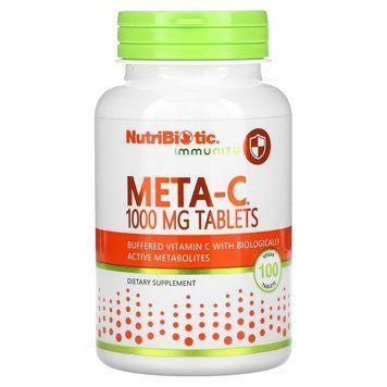 Буферизований вітамін С з метаболітами, 1000 мг, Meta-C, Імунітет, NutriBiotic, 100 таблеток NBC00185 фото