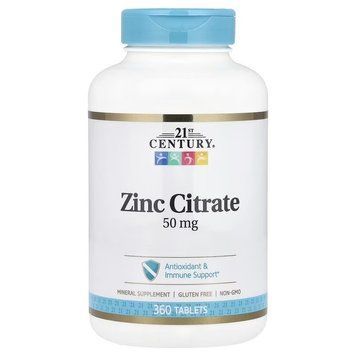 Цитрат Цинка, 50 мг, Zinc Citrate, 21st Century, 360 таблеток CEN28032 фото