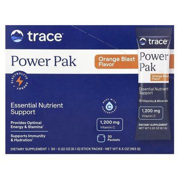 Електроліти, смак апельсина, Power Pak, Trace, 30 пакетів по 6 г, підтримка енергії та витривалості TMR00053 фото