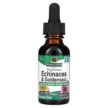 Эхинацея и Желтокорень (Гидрастис), без спирта, Echinacea & Goldenseal, Alcohol-Free, Nature's Answer, 30 мл NTA00759 фото