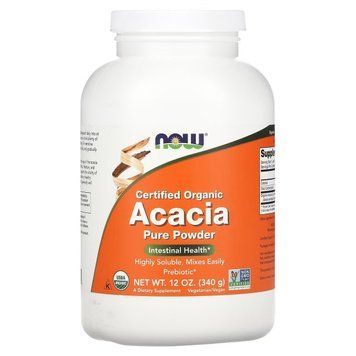 Клітковина акації, Сертифікований органічний порошок, Organic Acacia Pure Powder, Now Foods, 340 г NF5905 фото