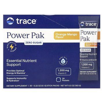 Електроліти без цукру, смак апельсина та манго, Power Pak, Trace, 30 пакетів по 6 г TMR00625 фото