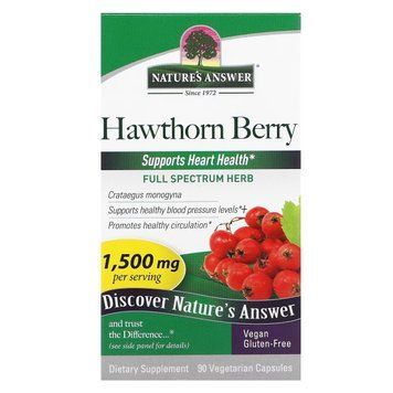 Глід, 1500 мг, Hawthorn Berry, Nature's Answer, 90 вегетаріанських капсул, для серця та нервової системи NTA16266 фото