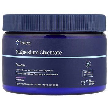 Магній гліцинат, смак винограду, Magnesium Glycinate Powder, Trace, 180 г, підтримка нервової системи TMR00888 фото