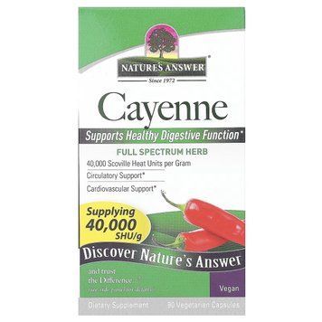 Кайєнський перець, Cayenne, Nature's Answer, 90 вегетаріанських капсул, 18 000 SHU, підтримує імунітет NTA16150 фото