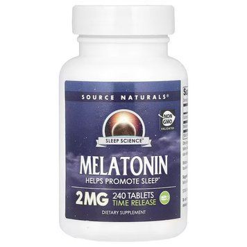 Мелатонін повільного вивільнення, 2 мг, Melatonin, Source Naturals, 240 таблеток, для сну та розслаблення SN0064 фото