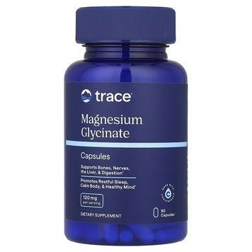 Гліцинат магнію, 120 мг, Magnesium Glycinate, Trace, 90 капсул, для нервової системи та енергії TMR00814 фото