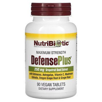 Максимальний захист з екстрактом насіння грейпфрута, DefensePlus, Максимальна сила, NutriBiotic, 90 таблеток NBC01015 фото