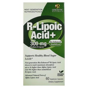 R-ліпоева кислота, R-Lipoic Acid+, Genceutic Naturals, 60 вегетаріанських капсул GNT00105 фото