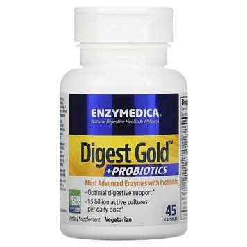 Ферменти з пробіотиками, Digest Gold+Probiotics, Enzymedica, 45 капсул, підтримка травлення та мікрофлори ENZ29110 фото