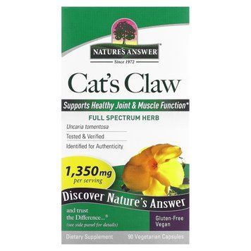 Кошачий коготь, 1350 мг, Cat's Claw, Nature's Answer, 90 вегетаріанських капсул, підтримка імунної системи NTA16146 фото