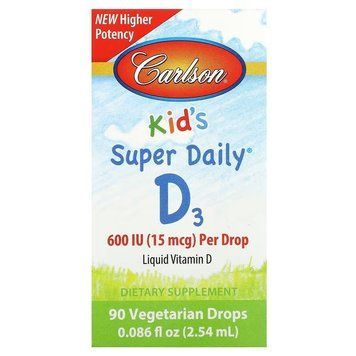 Вітамін D3 для дітей у краплях, 600 МЕ, Kid's Super Daily D3, Carlson, 2.54 мл CL12610 фото
