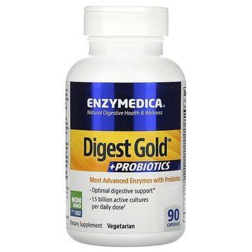 Ферменти з пробіотиками, Digest Gold+Probiotics, Enzymedica, 90 капсул ENZ29090 фото