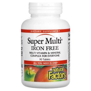 Супер-Мультивітамін, без заліза, Super Multi, Natural Factors, 90 таблеток NFS01508 фото