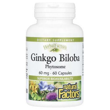 Гінкго Білоба, фитосоми, 60 мг, Ginkgo Biloba, Phytosome, Natural Factors, 60 капсул, екстракт гінкго NFS04805 фото