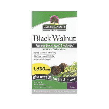 Чорний горіх, 1500 мг, Black Walnut, Nature's Answer, 90 вегетаріанських капсул NTA16017 фото