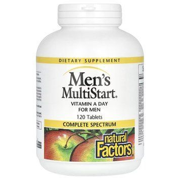 Ежедневные витамины для мужчин, Men's MultiStart, Vitamin A Day for Men, Natural Factors, 120 таблеток NFS01570 фото
