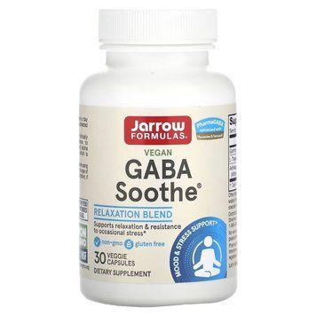 GABA (Гамма-аміномасляна кислота), GABA Soothe, Jarrow Formulas, 30 вегетаріанських капсул JRW29044 фото
